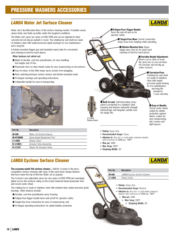 Landa Hot Water & Cold Water Pressure WashersAction Cleaning Equipment